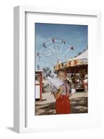 Boy Eating Cotton Candy at Fair-William P. Gottlieb-Framed Photographic Print