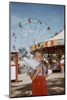 Boy Eating Cotton Candy at Fair-William P. Gottlieb-Mounted Photographic Print