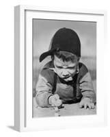 Boy Engrossed in Playing Migs-null-Framed Photographic Print