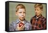 Boy Eying His Brother's Apple-William P. Gottlieb-Framed Stretched Canvas