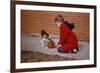 Boy Feeding Dog on Sidewalk-William P. Gottlieb-Framed Photographic Print