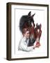 "Boy Feedy Apple to Horses,"July 14, 1923-Leslie Thrasher-Framed Premium Giclee Print