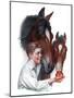 "Boy Feedy Apple to Horses,"July 14, 1923-Leslie Thrasher-Mounted Premium Giclee Print