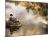 Boy Fishing from a Rock on a Pond-null-Mounted Photographic Print