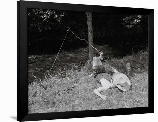 Boy Fishing in the Country-Bettmann-Framed Photographic Print