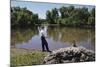 Boy Fishing with Stick and Can of Worms-William P. Gottlieb-Mounted Photographic Print