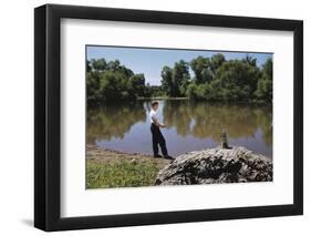 Boy Fishing with Stick and Can of Worms-William P. Gottlieb-Framed Photographic Print
