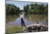 Boy Fishing with Stick and Can of Worms-William P. Gottlieb-Mounted Photographic Print