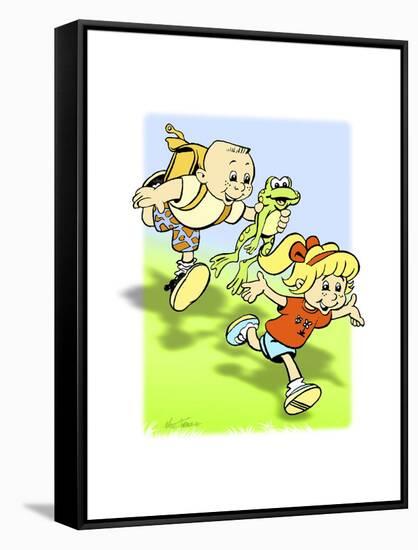 Boy-Frog-Girl-Nate Owens-Framed Stretched Canvas