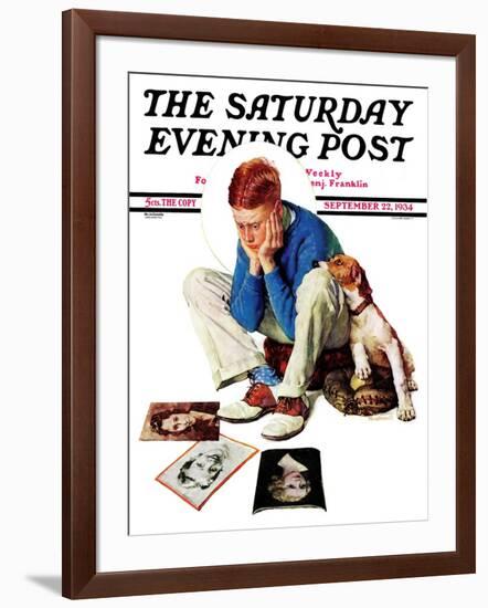 "Boy Gazing at Cover Girls" Saturday Evening Post Cover, September 22,1934-Norman Rockwell-Framed Giclee Print