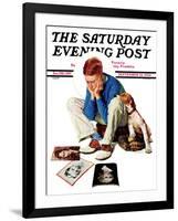 "Boy Gazing at Cover Girls" Saturday Evening Post Cover, September 22,1934-Norman Rockwell-Framed Giclee Print