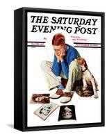 "Boy Gazing at Cover Girls" Saturday Evening Post Cover, September 22,1934-Norman Rockwell-Framed Stretched Canvas