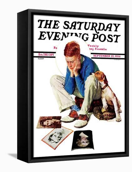 "Boy Gazing at Cover Girls" Saturday Evening Post Cover, September 22,1934-Norman Rockwell-Framed Stretched Canvas