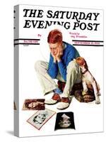 "Boy Gazing at Cover Girls" Saturday Evening Post Cover, September 22,1934-Norman Rockwell-Stretched Canvas