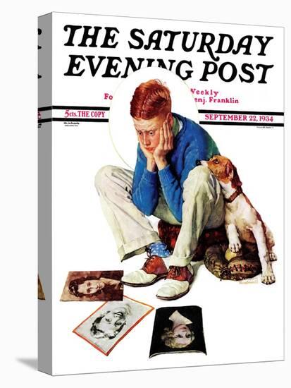 "Boy Gazing at Cover Girls" Saturday Evening Post Cover, September 22,1934-Norman Rockwell-Stretched Canvas