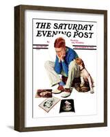 "Boy Gazing at Cover Girls" Saturday Evening Post Cover, September 22,1934-Norman Rockwell-Framed Giclee Print