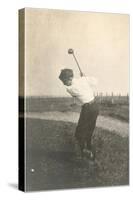 Boy Golfing in Field-null-Stretched Canvas