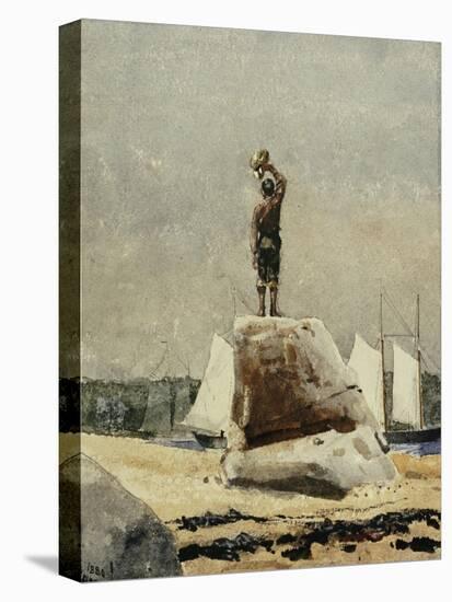 Boy Hailing Schooners, 1880-Winslow Homer-Stretched Canvas