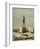 Boy Hailing Schooners, 1880-Winslow Homer-Framed Giclee Print