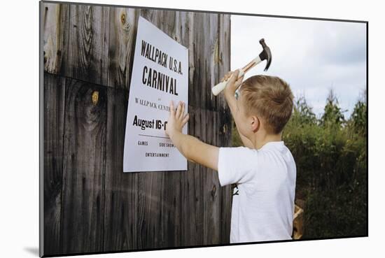 Boy Hammering Fair Sign-William P^ Gottlieb-Mounted Photographic Print