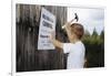 Boy Hammering Fair Sign-William P. Gottlieb-Framed Photographic Print