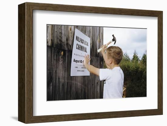 Boy Hammering Fair Sign-William P. Gottlieb-Framed Photographic Print