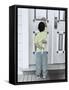 Boy Holding a Bouquet of Flowers Behind His Back While Knocking on the Door-Nora Hernandez-Framed Stretched Canvas