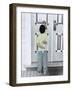 Boy Holding a Bouquet of Flowers Behind His Back While Knocking on the Door-Nora Hernandez-Framed Giclee Print