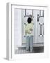 Boy Holding a Bouquet of Flowers Behind His Back While Knocking on the Door-Nora Hernandez-Framed Giclee Print