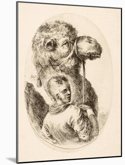 Boy Holding a Camel by the Bridle, from Plusieurs Têtes Coiffées À La Persienne, Pub. C. 1650 (Engr-Stefano Della Bella-Mounted Giclee Print