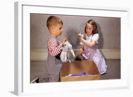 Boy Holding Kitten-William P. Gottlieb-Framed Photographic Print