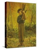 Boy Holding Logs, 1873-Winslow Homer-Stretched Canvas