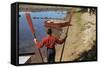 Boy Holding Oars-William P. Gottlieb-Framed Stretched Canvas