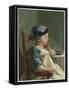 Boy in a Child's Chair, 1736 (Oil on Canvas)-Jean II Restout-Framed Stretched Canvas