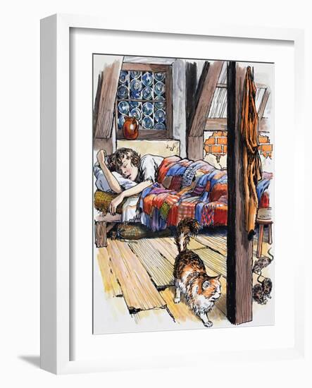 Boy in Bed-English School-Framed Giclee Print