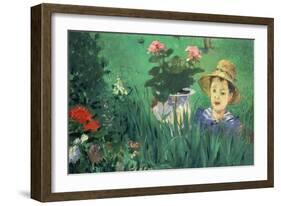 Boy in Flowers (Jacques Hosched), 1876-Edouard Manet-Framed Giclee Print