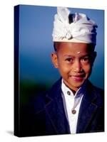 Boy in Formal Dress at Hindu Temple Ceremony, Indonesia-Merrill Images-Stretched Canvas
