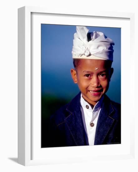 Boy in Formal Dress at Hindu Temple Ceremony, Indonesia-Merrill Images-Framed Photographic Print