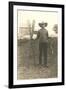 Boy in Hat with Fish and Oars-null-Framed Art Print