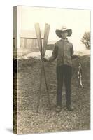 Boy in Hat with Fish and Oars-null-Stretched Canvas