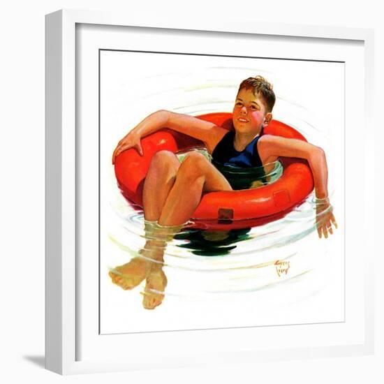 "Boy in Inner Tube,"August 1, 1936-Eugene Iverd-Framed Giclee Print