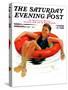 "Boy in Inner Tube," Saturday Evening Post Cover, August 1, 1936-Eugene Iverd-Stretched Canvas