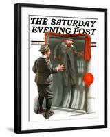 "Boy in Mirror" or "Distortion" Saturday Evening Post Cover, August 13,1921-Norman Rockwell-Framed Giclee Print