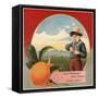 Boy in Orchard - Claremont, California - Citrus Crate Label-Lantern Press-Framed Stretched Canvas