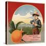 Boy in Orchard - Claremont, California - Citrus Crate Label-Lantern Press-Stretched Canvas