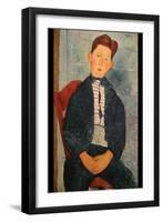 Boy in Striped Sweater-Amedeo Modigliani-Framed Art Print