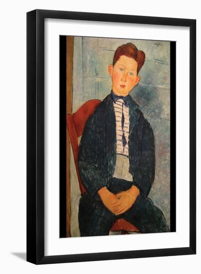 Boy in Striped Sweater-Amedeo Modigliani-Framed Art Print