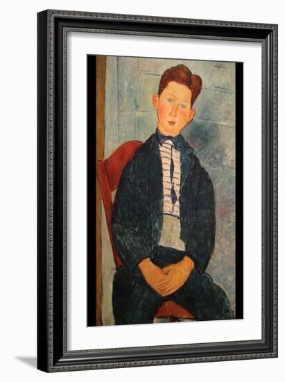 Boy in Striped Sweater-Amedeo Modigliani-Framed Art Print