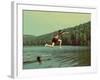 Boy Jumping in Lake at Summer Vacations - Vintage Retro Style-Kokhanchikov-Framed Photographic Print