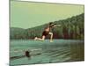 Boy Jumping in Lake at Summer Vacations - Vintage Retro Style-Kokhanchikov-Mounted Photographic Print